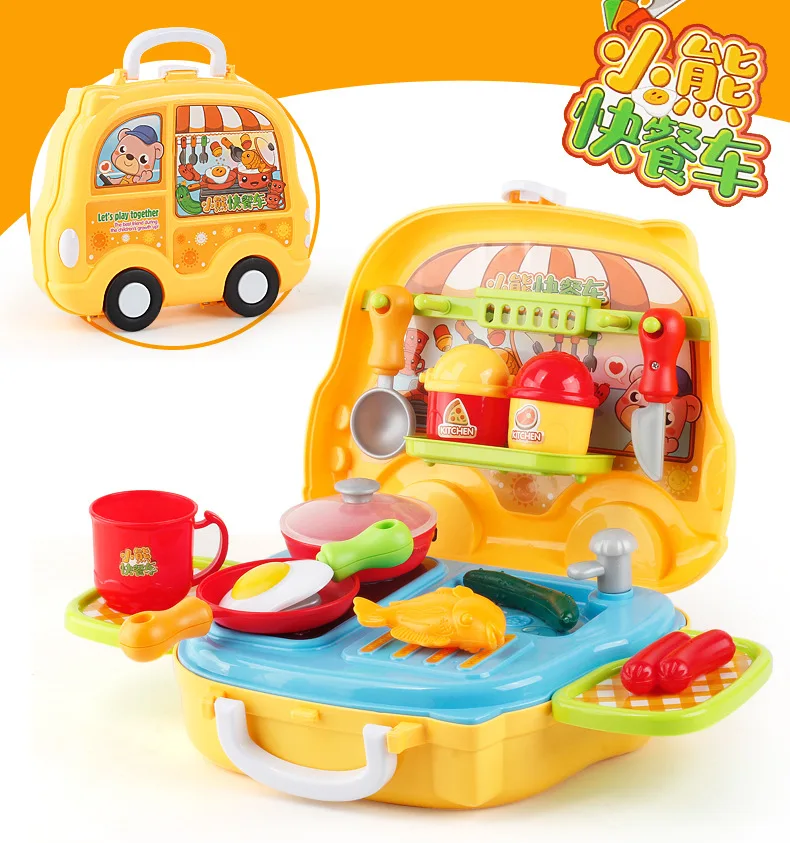 Vehicle Models Hand Doctor Set Cosmetics Case Kitchen Play House Toys Educational Tableware Hand Travel Lugguge with Roller