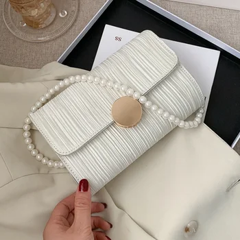 

Luxury Handbags For Women Bags Designer 2020 New Chain Vintage Black White Fashion Casual Korean Shoulder Bag Pearl Bag