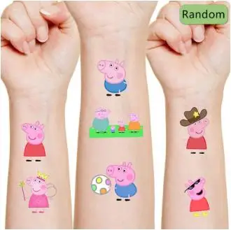 Peppa-pegatinas con diseño de cerdo, suministros de recuerdos para fiesta, regalos para tatuajes temporales para niños, pegatinas de piel, decoraciones de cumpleaños para niños y niñas