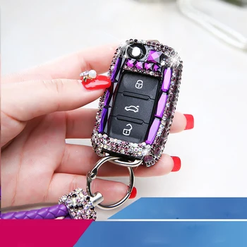 

2020 diamond car key case For VW Golf Bora Jetta POLO GOLF Passat Skoda Octavia A5 Fabia SEAT Ibiza Leon interior accessories