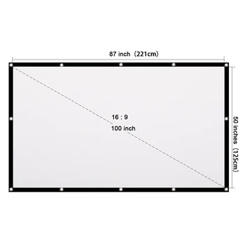 

Portable Projector Screen HD 100 inch 16:9 Foldable projector Screen Thick Durable Projection Screen for Outdoor Home Theater