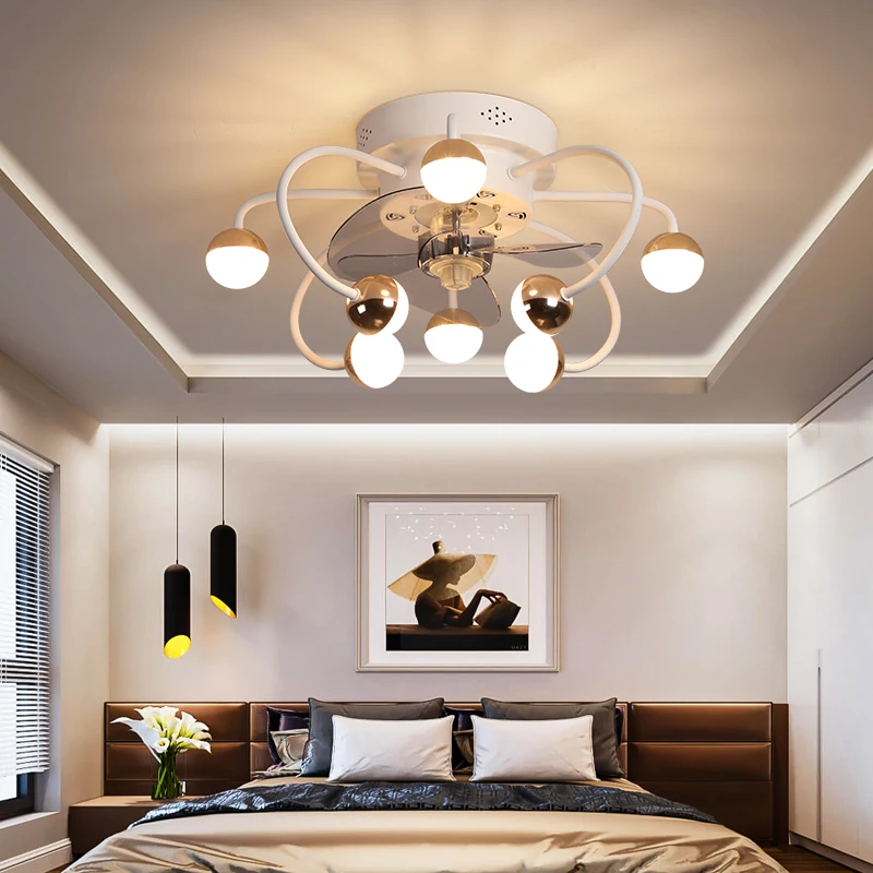 Modern Remote Control ceiling fan light bedroom dining room living room light electric fan integrated ceiling fan light