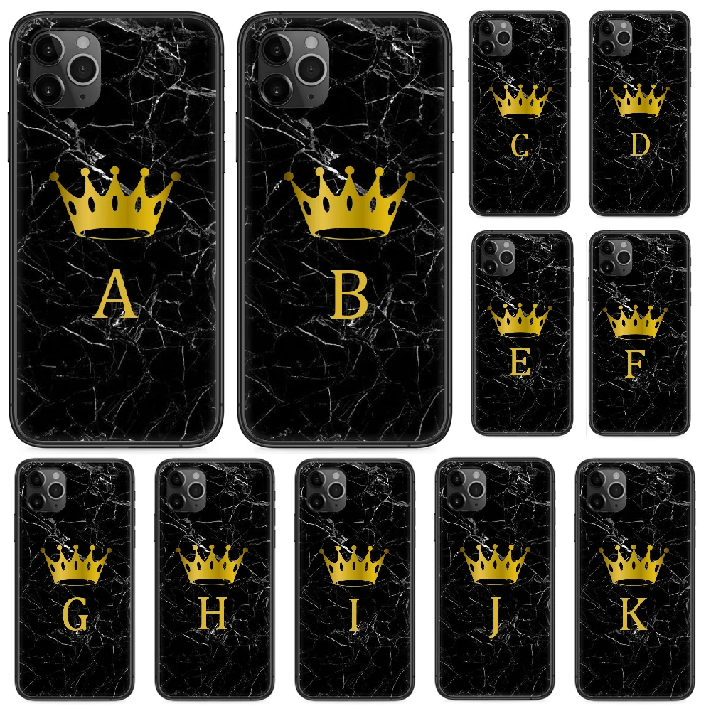 Чехол для телефона с надписью Monogram Marble crown iphone 4 4s 5 5S SE 5C 6 6S 7 8 plus X XS XR 11 PRO MAX 2020