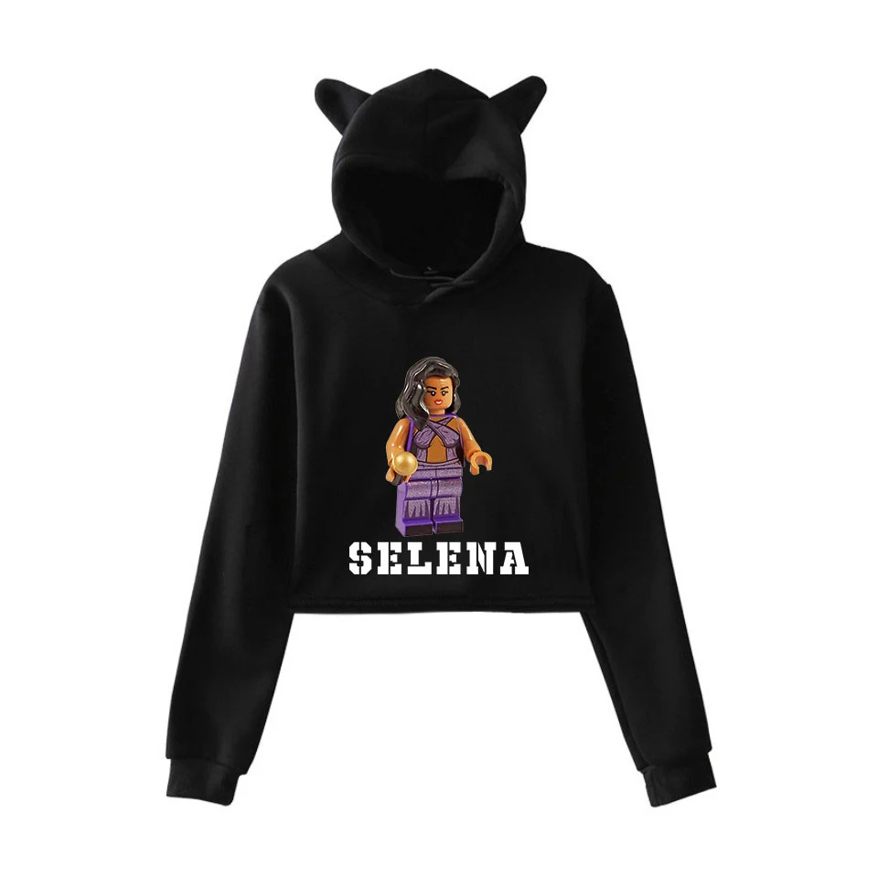 2019 Selena Quintanilla cat hoodies printed for women summer Cat Crop Top trendy Hoodies Sexy streetwear clothes plus size