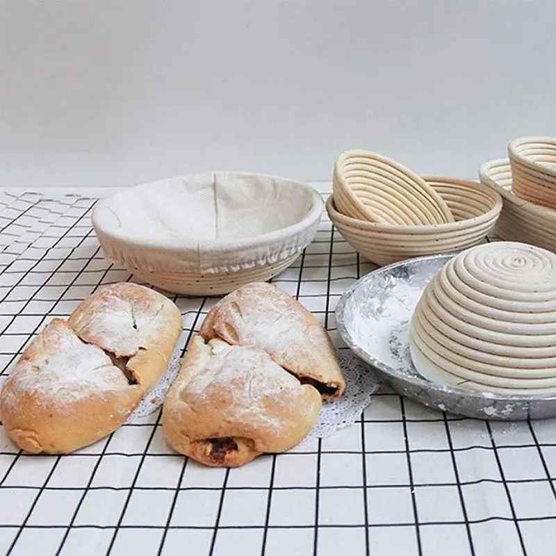 Kitchen Rattan Fermented Rattan Bowl Bread Basket Round Shape Rattan Bread Basket Bakery Tools