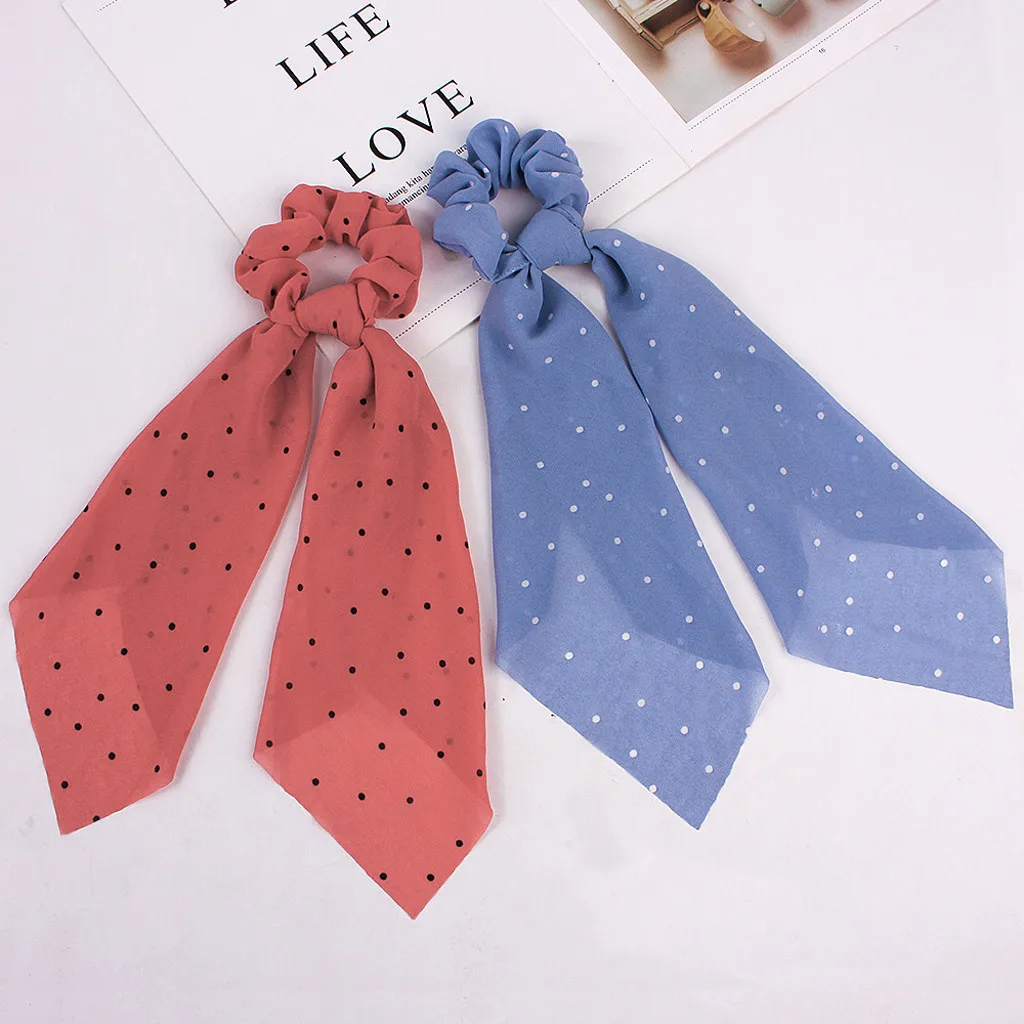 Bow Fabric Hair Ring Fashion Ribbon Girl Hair Bands Scrunchies Horsetail Tie Headwear Headband Hair Accessories 40 Colors