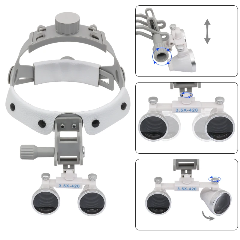 320-420 mm Dental Binocular Magnifier 3.5X Optical Glass Ultra-light Helmet Magnifying Glass Wide Field of View Dental Loupes laser measuring tape