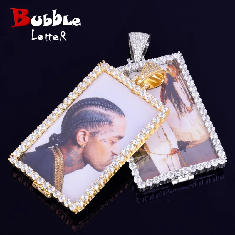 Custom Made Photo Square Medallions Necklace &amp Pendant Gold Color Cubic Zircon Men's Hip Hop Jewelry | Украшения и