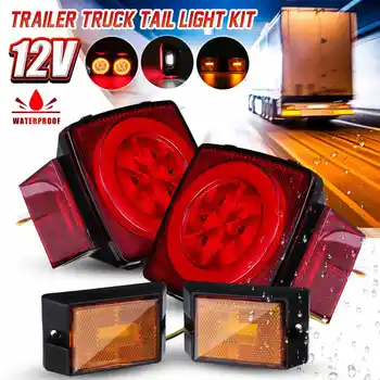 

4Pcs Upgrade LED Car Square Truck Tail Light Taillight Turn Signal Lamp Brake Light Indicator Waterproof For Trailer Boat Lorry