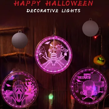 

Halloween Hanging Lamp Lights Decoration Sucker Home Shops Hotel Window Light Decoration For Outdoor Indoor Halloween PartyHOT