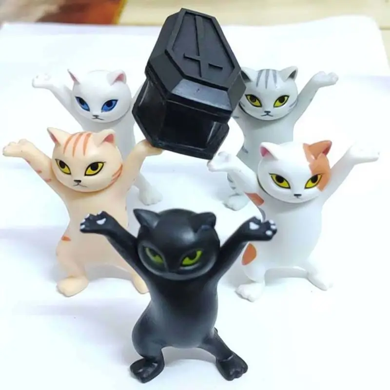 Cat pen holder black cat without coffin bracket Kids Funny Cat Pen Holder Kids Adult Doll Toy Gift Weightlifting Cat Pen holders wrestling toys