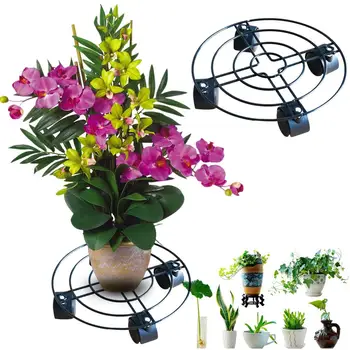 

Newly Indoor Outdoor Plant Caddy With Wheels Heavy Duty Iron Potted Plant Flower Pot Rack Stand Holder TE889