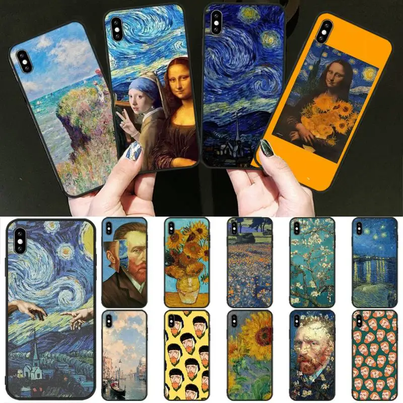 

LJHYDFCNB Van Gogh Oil Painting Monet Oil Painting Phone Case For iphone6 6s plus 7 8 7 8 plus X XR XS MAX 11 Pro Max Cover