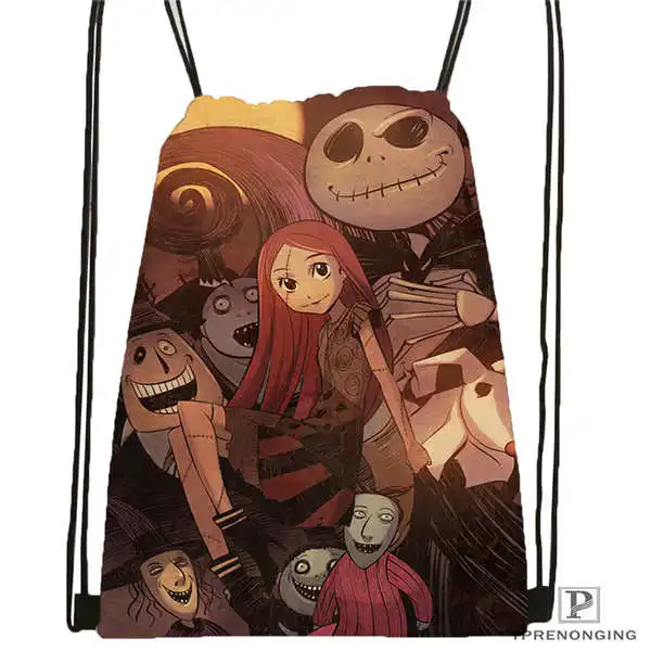 Drawstring Backpack Custom HThe-nightster-Before-Christmas походная сумка на шнурке милый рюкзак для детей(черная спинка) 31x40 см#180612-02-35 - Цвет: Drawstring Backpack