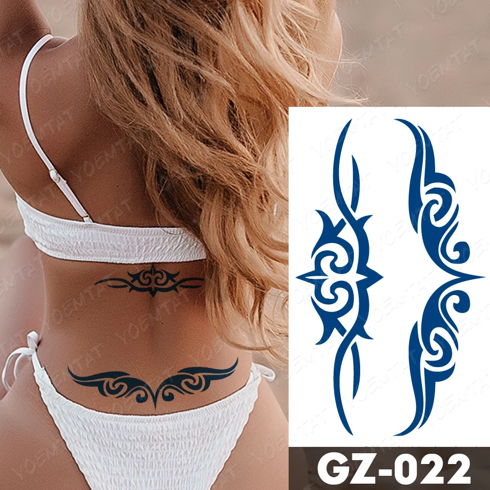 Tattoo Stickers Juice Ink Lasting Waterproof Temporary Flower Chain Butterfly Flash Tatto Women Sexy Waist Body Fake Tattoos Men