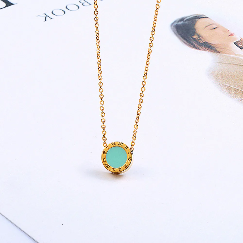 

Letter Necklace Chain Women Accessories Fashion Stainless Steel Jewelry On The Neck Femme Round Roman alphabet Pendant Necklace