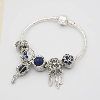 

women blue charm bracelet Pendant Bracelet new design fashion diy jewelry gift for girl 2design