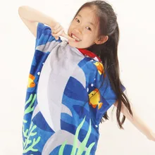 Детские Банные халаты, класс А, без формальдегида, с мультяшным принтом, не линяют, удлиненный, чистый хлопок, с капюшоном, банное полотенце-накидка, 80