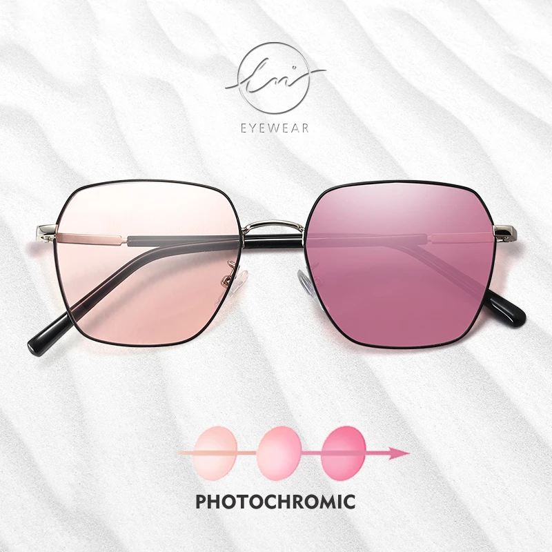 square sunglasses women LM 2022 Metal Classic Photochromic Sunglasses Women Men Polarized Chameleon Glasses Male Change Color Sun Glasses UV400 Oculos large sunglasses