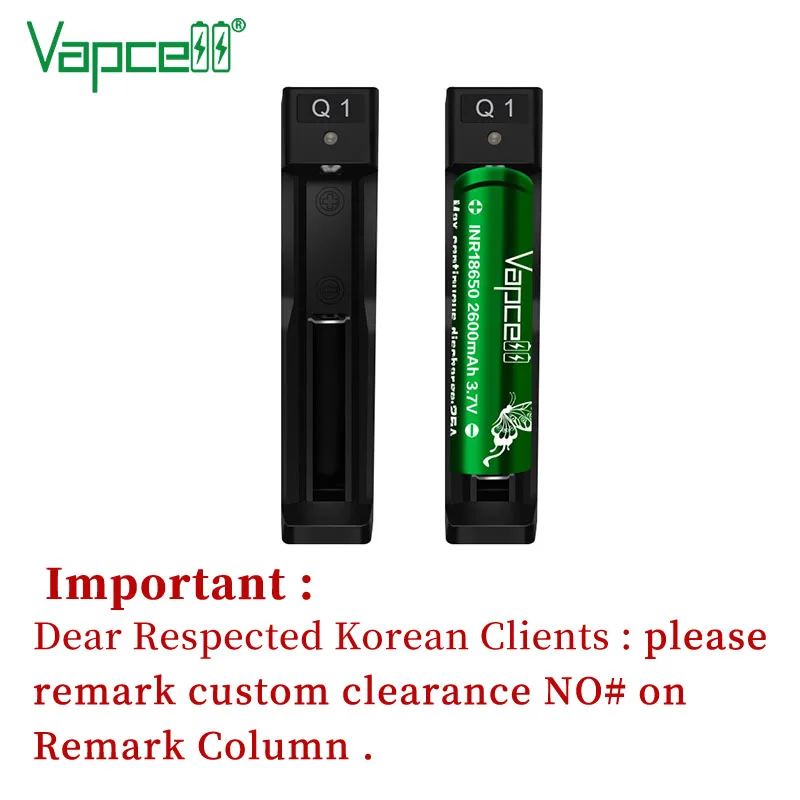 Vapcell Q1 charger simple single Slot USB charger for Li