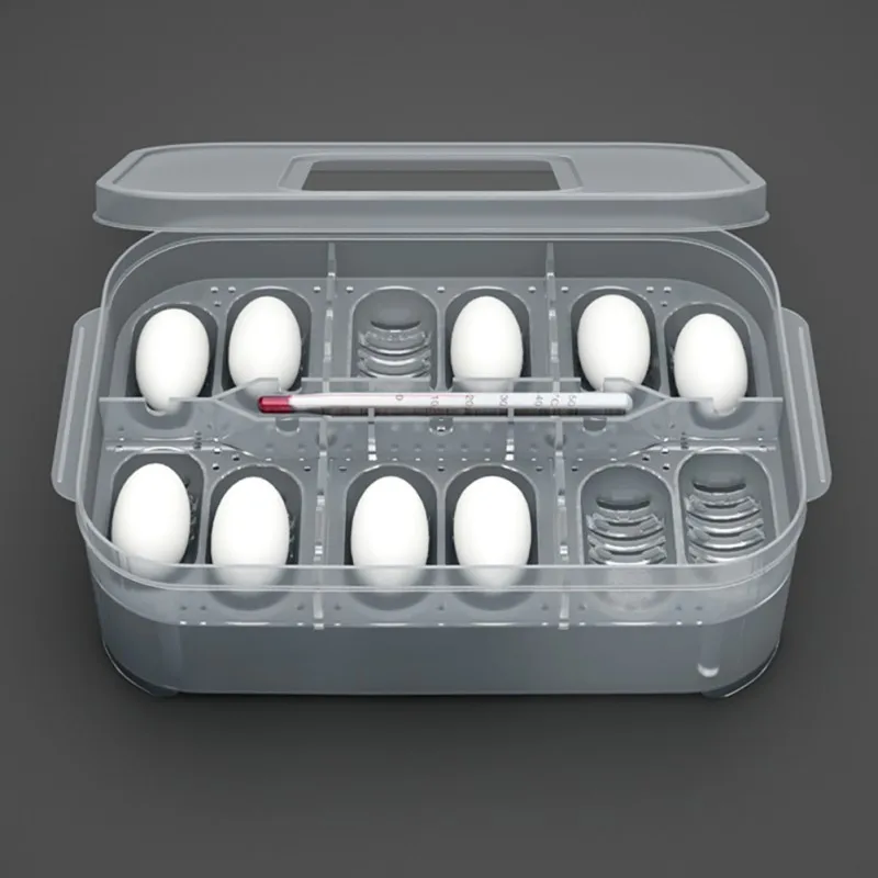 

12 Holes Breeding Box Reptile Eggs Incubator Hatching Lizard Gecko Snake Case Amphibians Container Box with Thermometer