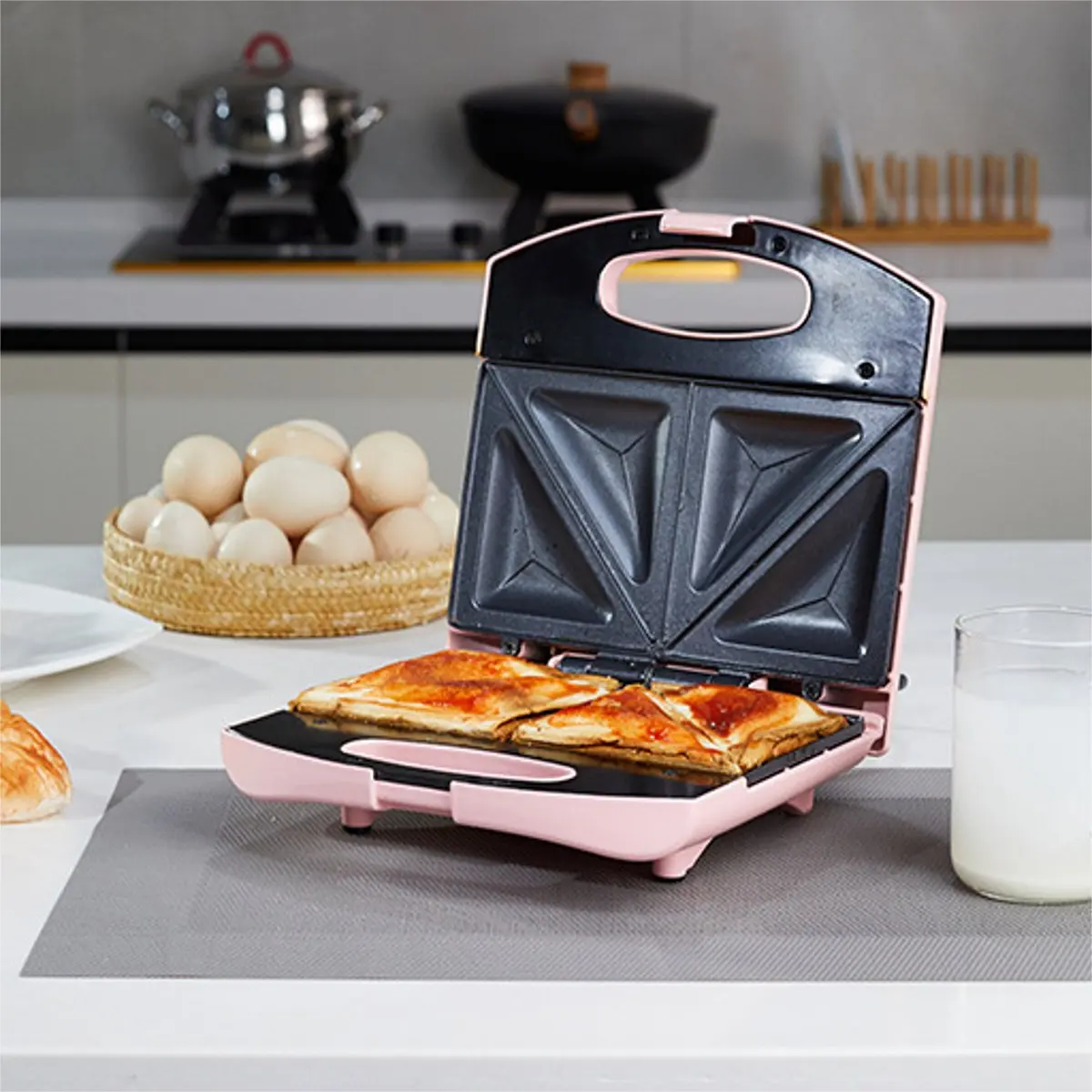 220V Electric Sandwich Maker 2 Slice Dual Toast Grill Non Stick Surface