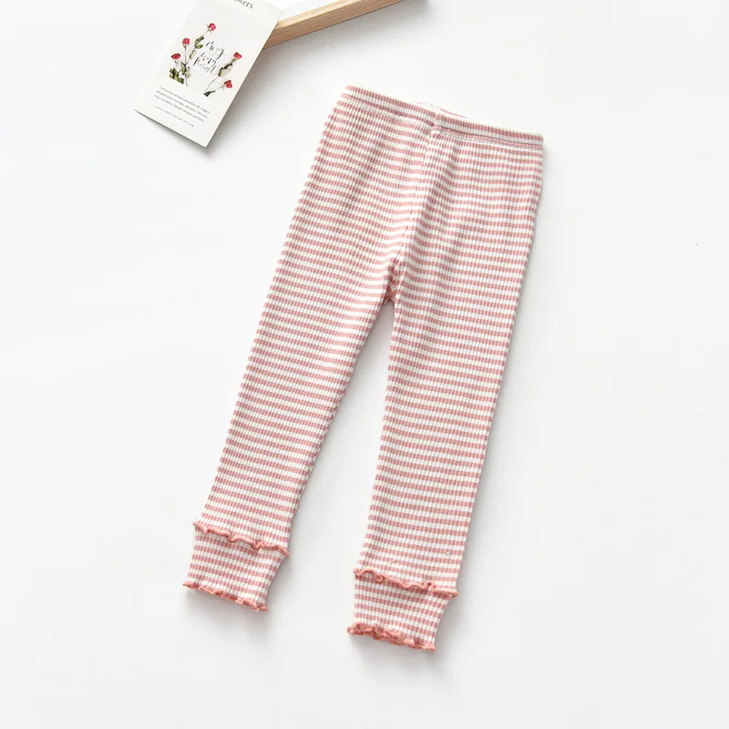 Stripe Pink Spring Autumn kid baby girls long pants cotton soft trousers children dot striped toddler pants cute little girl infant Leggings - Цвет: Stripe Pink