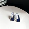 Boucles d'oreilles en émail blanc et noir pour femmes, bijoux à aiguille, Design de personnalité, deux tons, S925 ► Photo 1/6