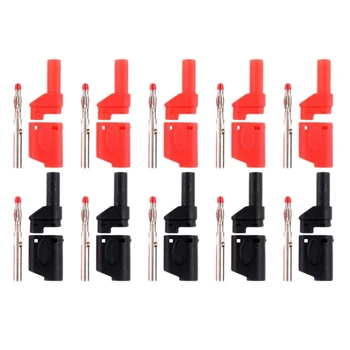 

10 Pcs 4mm Male Retractable Sheath Stackable Banana Plug Wire Solder Connector Wire Solder Multimeter Test