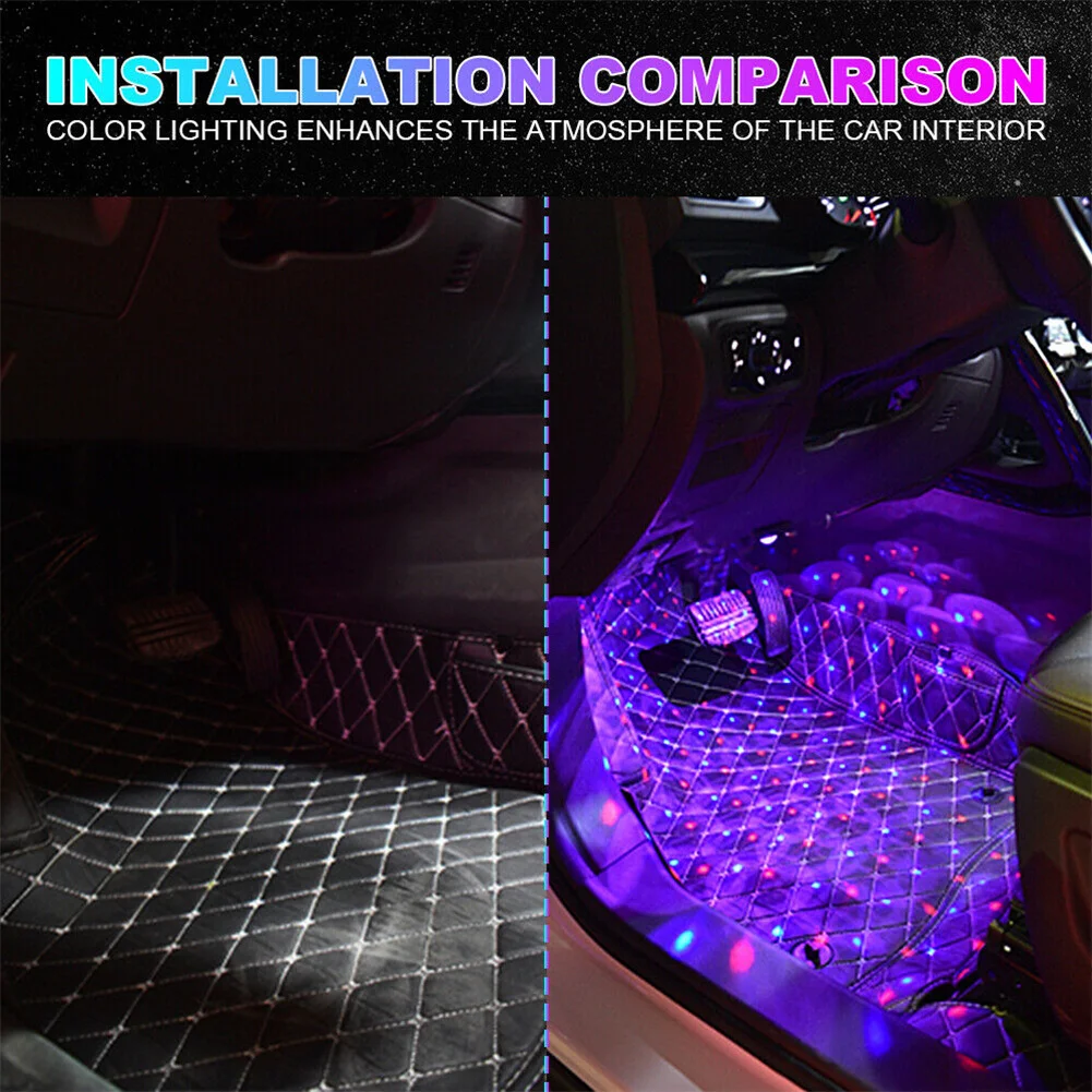 RGB LED Atmosphere Lamp Remote Sound Control USB Car Interior Ambient Star Light