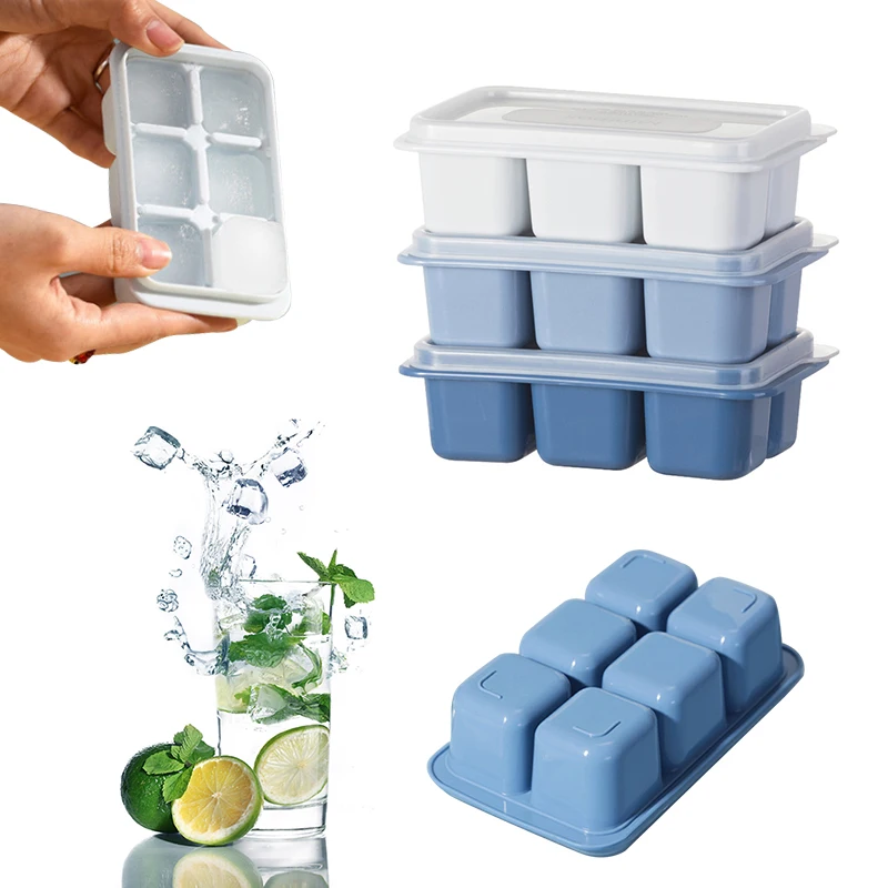 

Kitchen Tool 6 Cell Frozen Ice Cube Molds Food Safe Silicone Ice Cream Molds Popsicle Maker DIY Homemade Freezer Ice Lolly Mould