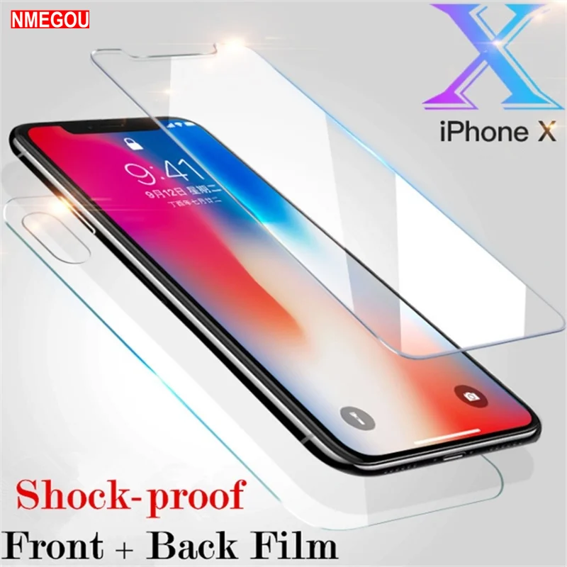 

2 Pcs/set Tempered Glass Screenprotector for IPhone X XS 10 Front Back Protect Film for IPhonex IPhonexs Glass Screen Protector