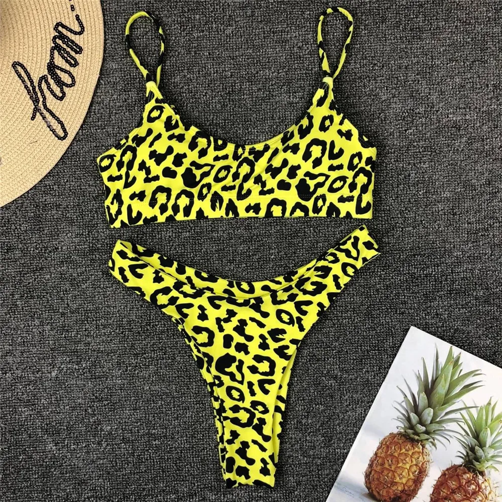 plus size swimwear Sexy Bikini Swimwear Women Push Up Swimsuit Bathing Suit Brazilian Biquini Animal Print Leopard Beach Wear Padding Swimming Suit three piece bikini