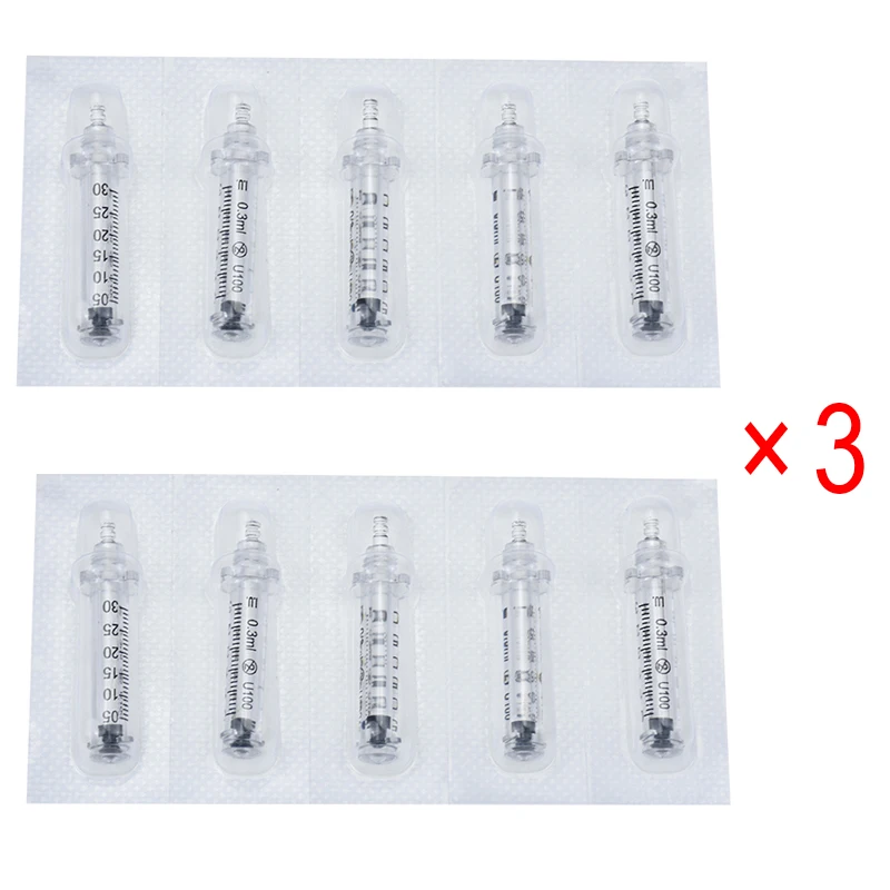 0,3 мл гиалуроновая ручка для использования 0,3 мл одноразовая независимая Стерильная посылка без игла Стерильная ампульная головка гиалуроновая пушка - Номер модели: 0.3ML 30pcs head