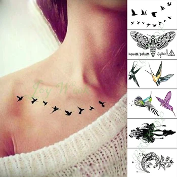 

Waterproof Temporary Tattoo Sticker Bird flower moon butterfly Fake Tatto Flash Tatoo small tattoos for Kid Girl Men Women