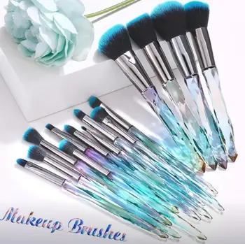 

10Pcs Diamond Professional Makeup Brush Set Cosmetic Powder Foundation Eye Shadow Lip Eyebrow Blush Makeup Brushes Kit