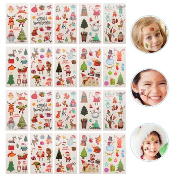 

20 Sheets Kids Tattoos Durable Creative Christmas Body Decals Santa Tattoos Decals Xmas Tattoos Stickers for Girls Women