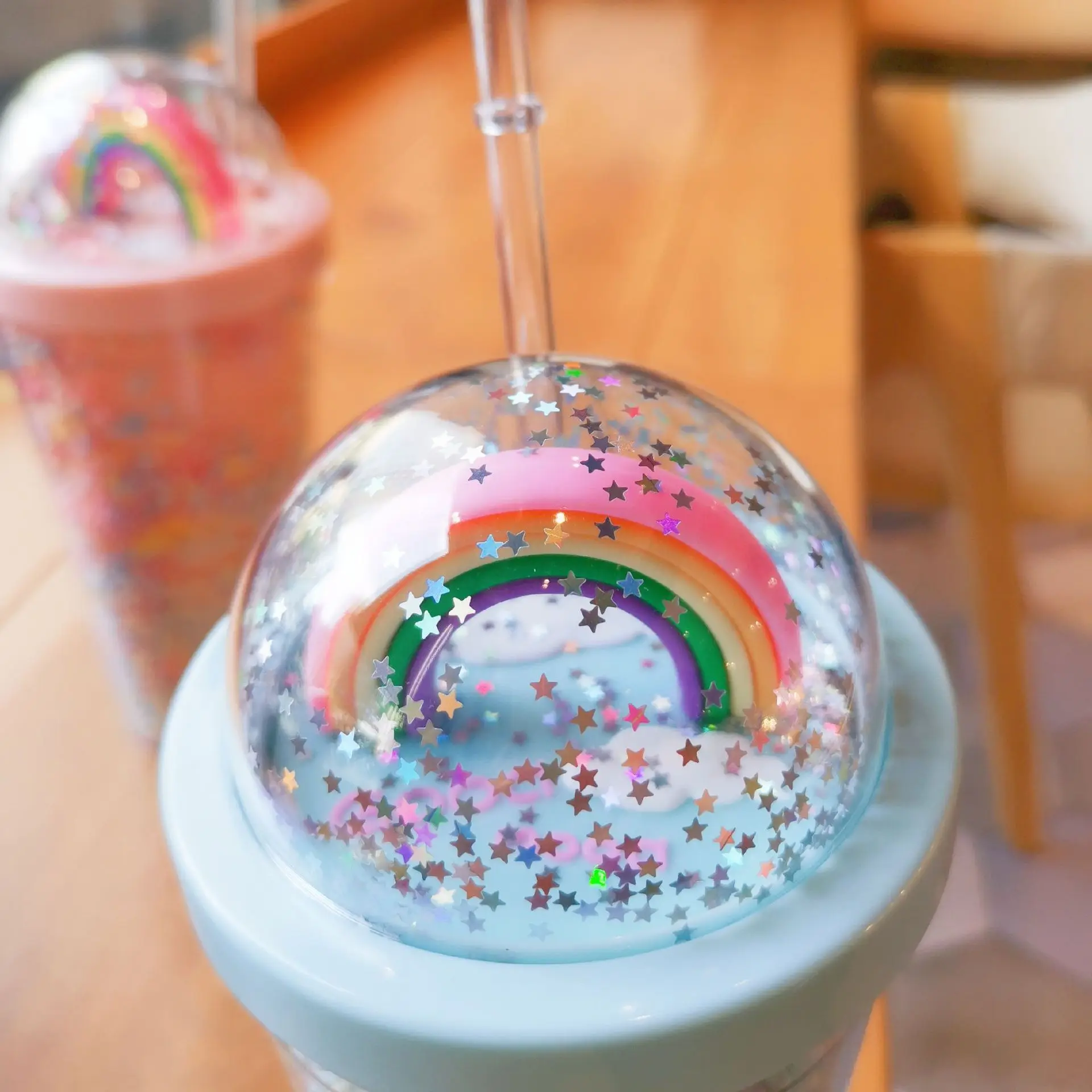 Double-layer-rainbow-plastic-water-bottle-with-straw-Korean-creative-sweet-cup-milk-coffee-tea-cup.jpg Kétrétegű Szivárványos Műanyag Vizes Palack Szalmával Koreai Kreatív Édes Csésze Tej Kávé Tea Ital - Image 6