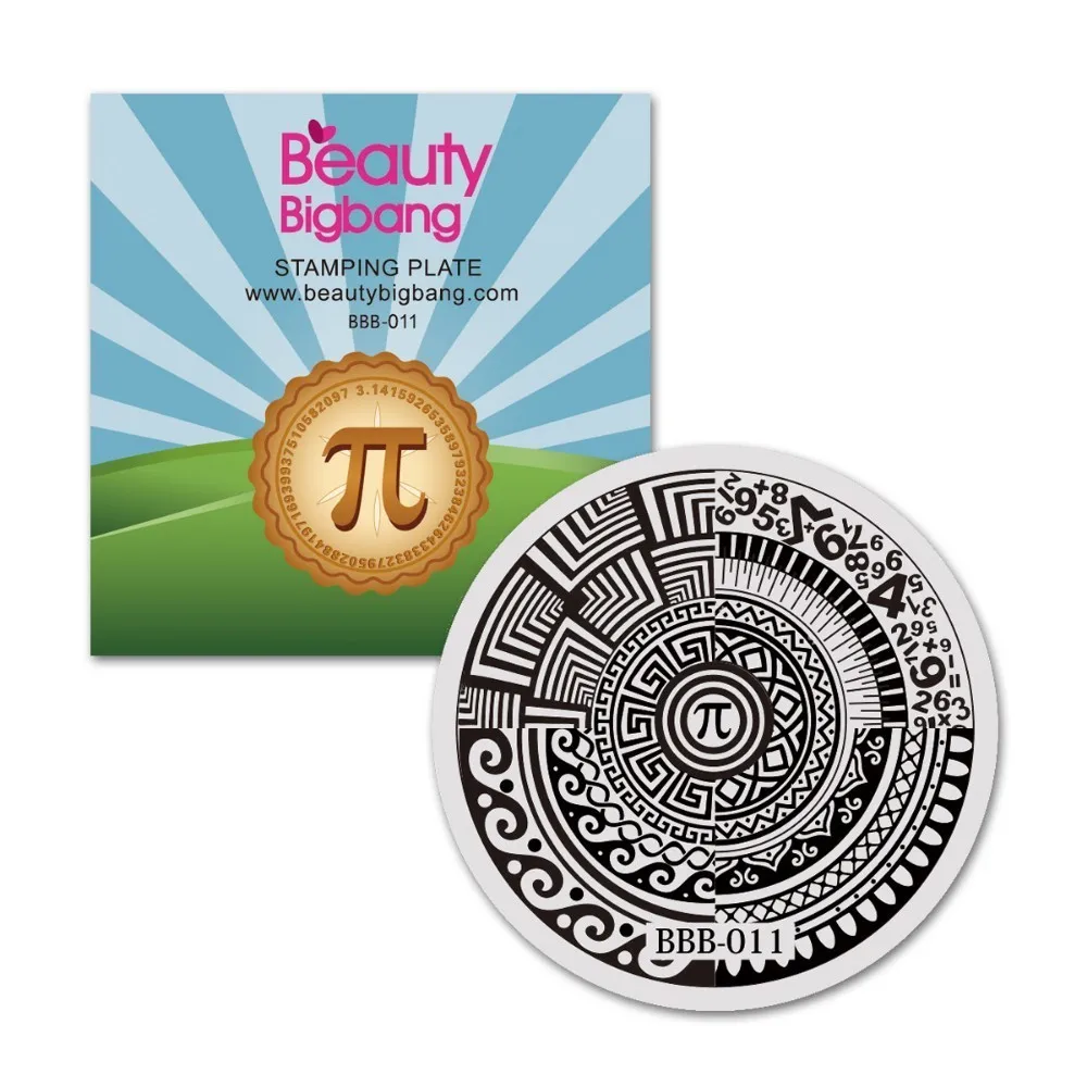 

5.6*5.6cm Beautybigbang 1pc Round Stamping Plate Mathematics Number Patchwork Pattern Stamping Plates for Nail Polish 011