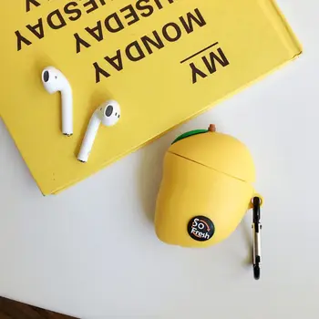 

Silicone Protective Case Fruit Shape Cover Shell with Carabiner for airpods 1/2 X3UA