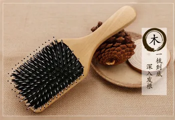 

CestoMen 100% Boar Bristle Paddle Brush Cushion Wood Hair Massage Brushes For Detangle Hair Styling Tools Anti Static