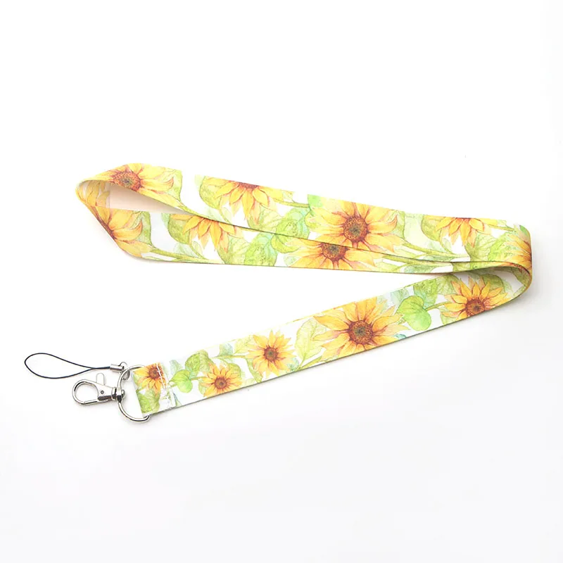 CA114 Подсолнечник брелок Lanyards держатель удостоверения личности ID карты пройти мобильный телефон USB бейдж держатель ключевой ремень 1 шт