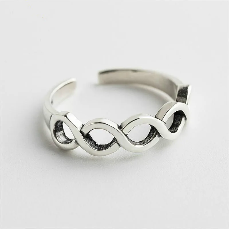

925 Sterling Silver Rings For Women Do The Old Double Thread Winding Fashion Fine Jewelry Simple Open Ring Vintage 925-1065