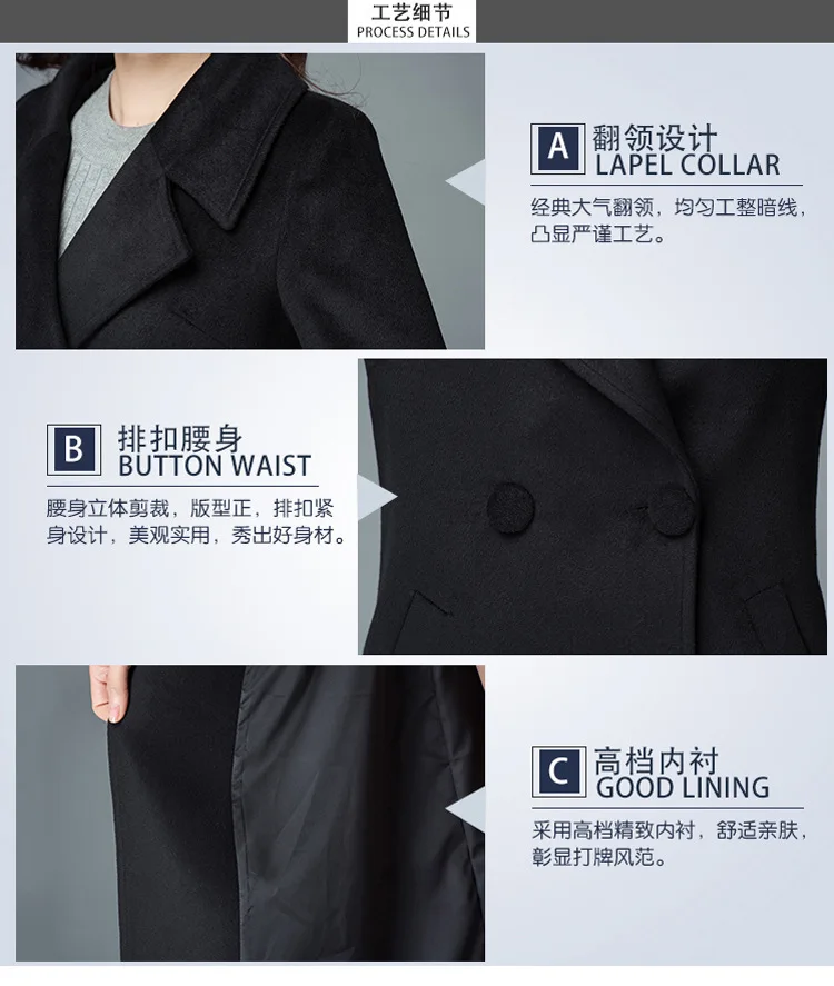 Зимние женские пальто осень и зима черный большой размер шерстяная куртка Корейская версия была тонкая дикая Универсальная Женская куртка
