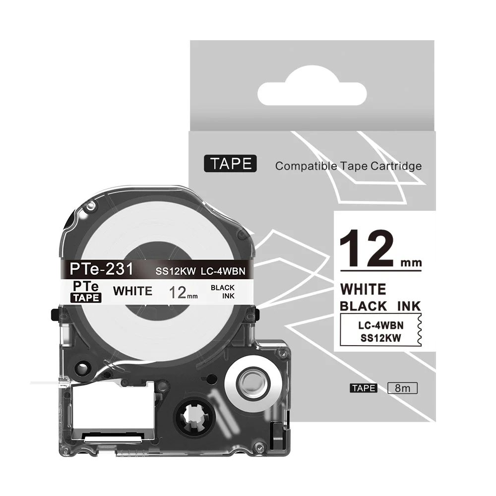 1 шт. Kingroad SS12KW LC-4WBN совместимый Epson LabelWorks LK Лента Стандартная 12 мм для Epson принтер этикеток LW-300 LW-400 SR530C