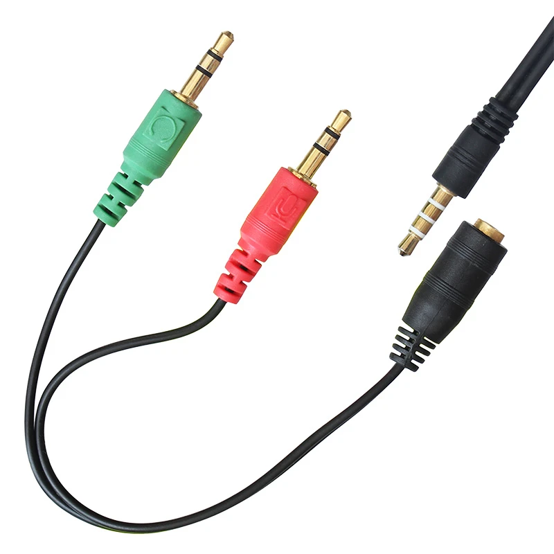 Conector de auriculares ordenador portátil, Cable adaptador divisor de Audio Y micrófono de 3,5mm, 4 hembra a estéreo de 3,5mm|female to 2 male|male cablesplitter cable -