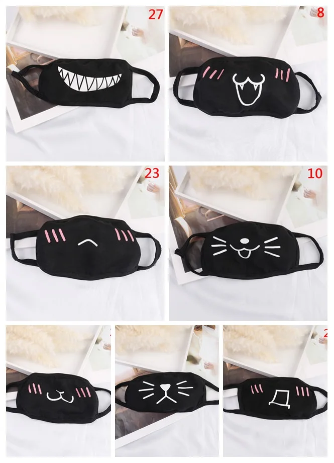 

1pcs Unisex Cartoon Half Mouth Mask 22 Styles Cute Teeth Pattern Cotton Anti-bacterial Dust Winter Warm Black Mouth Masks