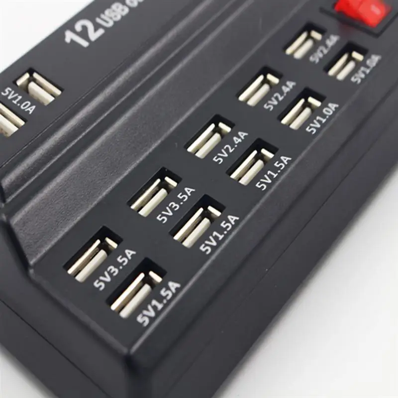 12 портов USB зарядное устройство для питания несколько для iPhone для iPad для Android дорожная настольная зарядная станция с британской вилкой(черный