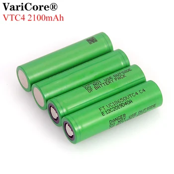 

4PCS/lot VariCore 100% Original 3.6V 18650 VC18650VTC4 2100mAh High drain 30A battery For Electronic cigarettes