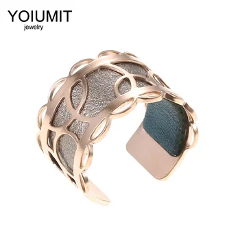 

Cremo 2020 New Rose Gold Adjustable Rings For Women Fashion Jewelry Stainless Steel Rings Interchangeable Leather Bague Femme